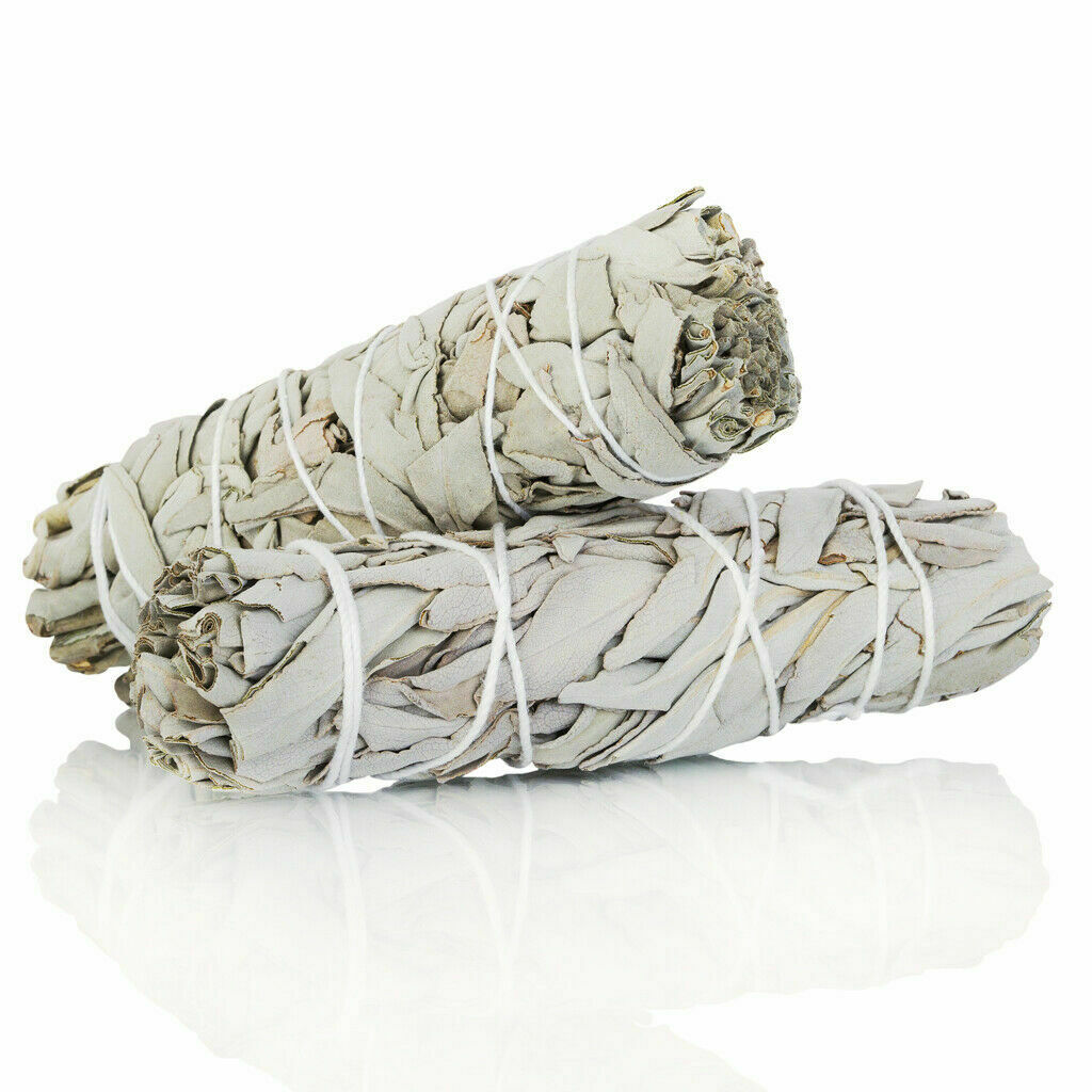 White Sage Smudge Stick 4" - 5"  2 Pack, Herb House Cleansing Negativity Removal