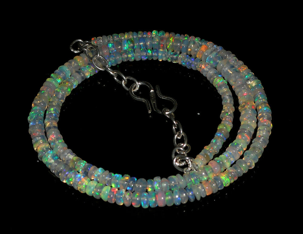 3-4.5 Mm Natural Ethiopian Welo Fire Opal Rondelle Beads 15" Opal Beads Necklace