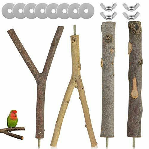 Yg_oline 4 Sets 8" Natural Wood Perches For Bird Cages Bird Toys Parakeet Per...