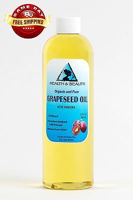 Grapeseed Oil Organic 100% Pure Carrier Cold Pressed 12 Oz