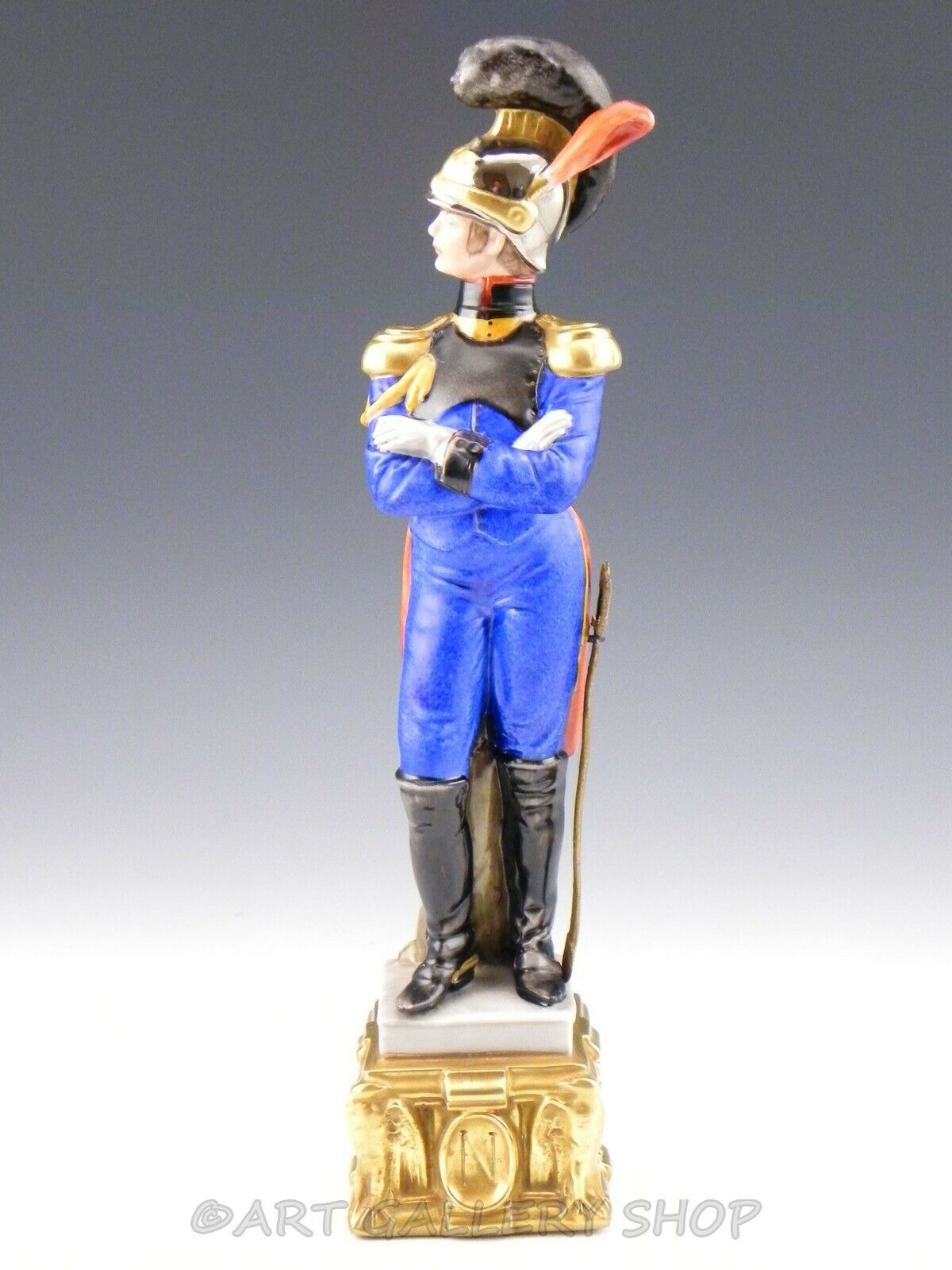 Capodimonte Italy B. Merli Porcelain Figure 11.5" Napoleonic War Soldier & Sword