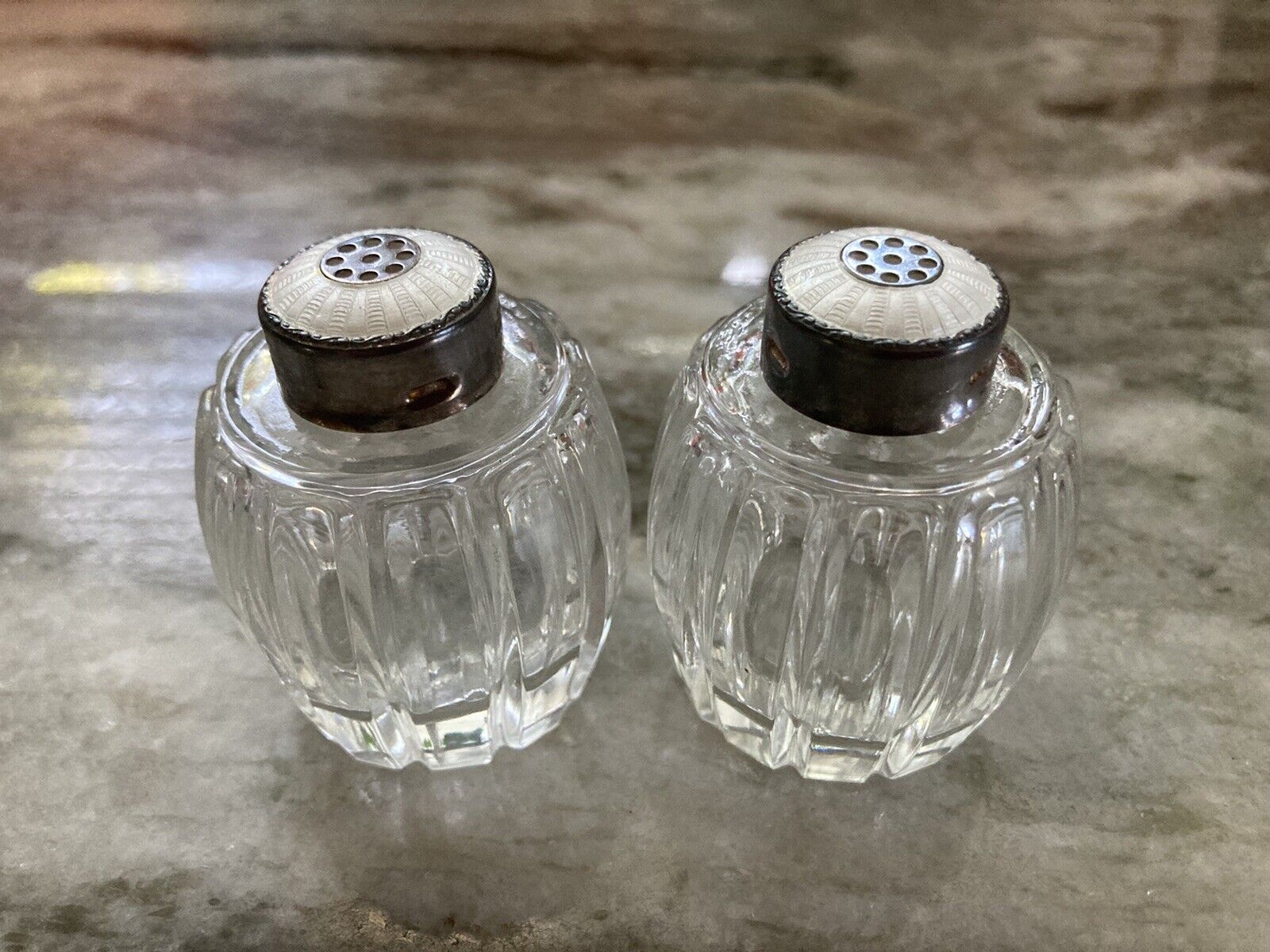 Meka Sterling Silver Enamel Salt & Pepper Shakers Vintage Denmark