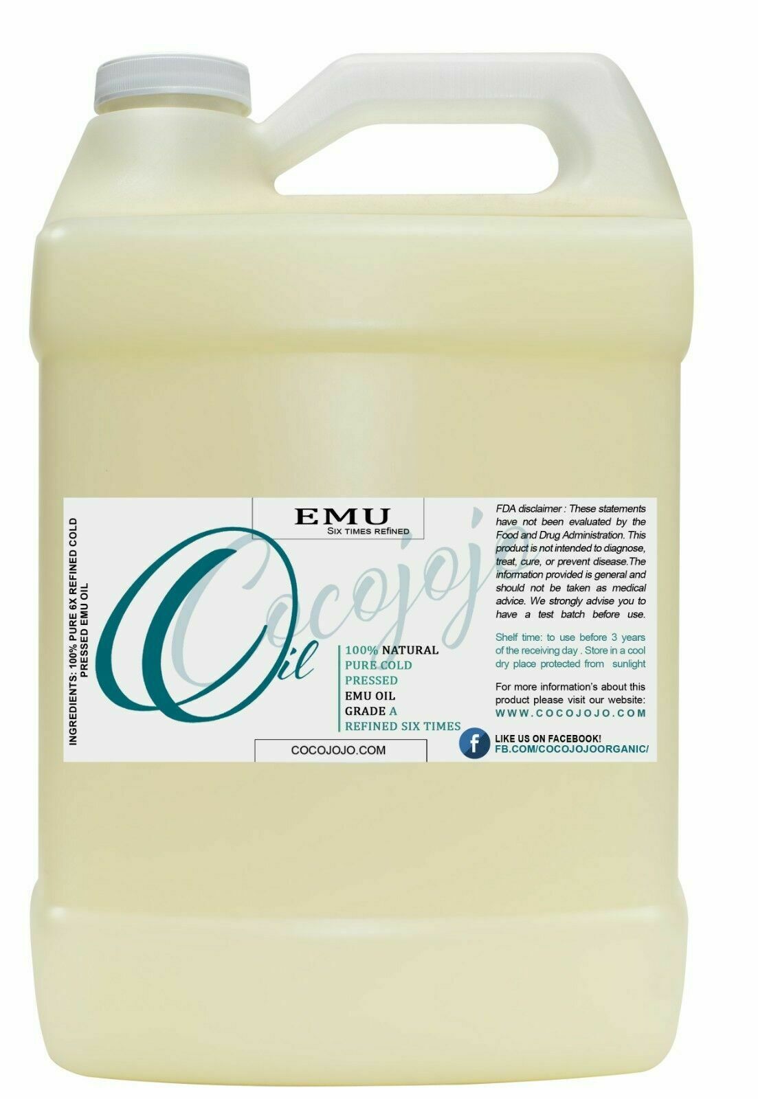 Emu Oil 100 Pure Organic Australian 6 X Refined 4 16 32 128 Oz Hair Skin Pain