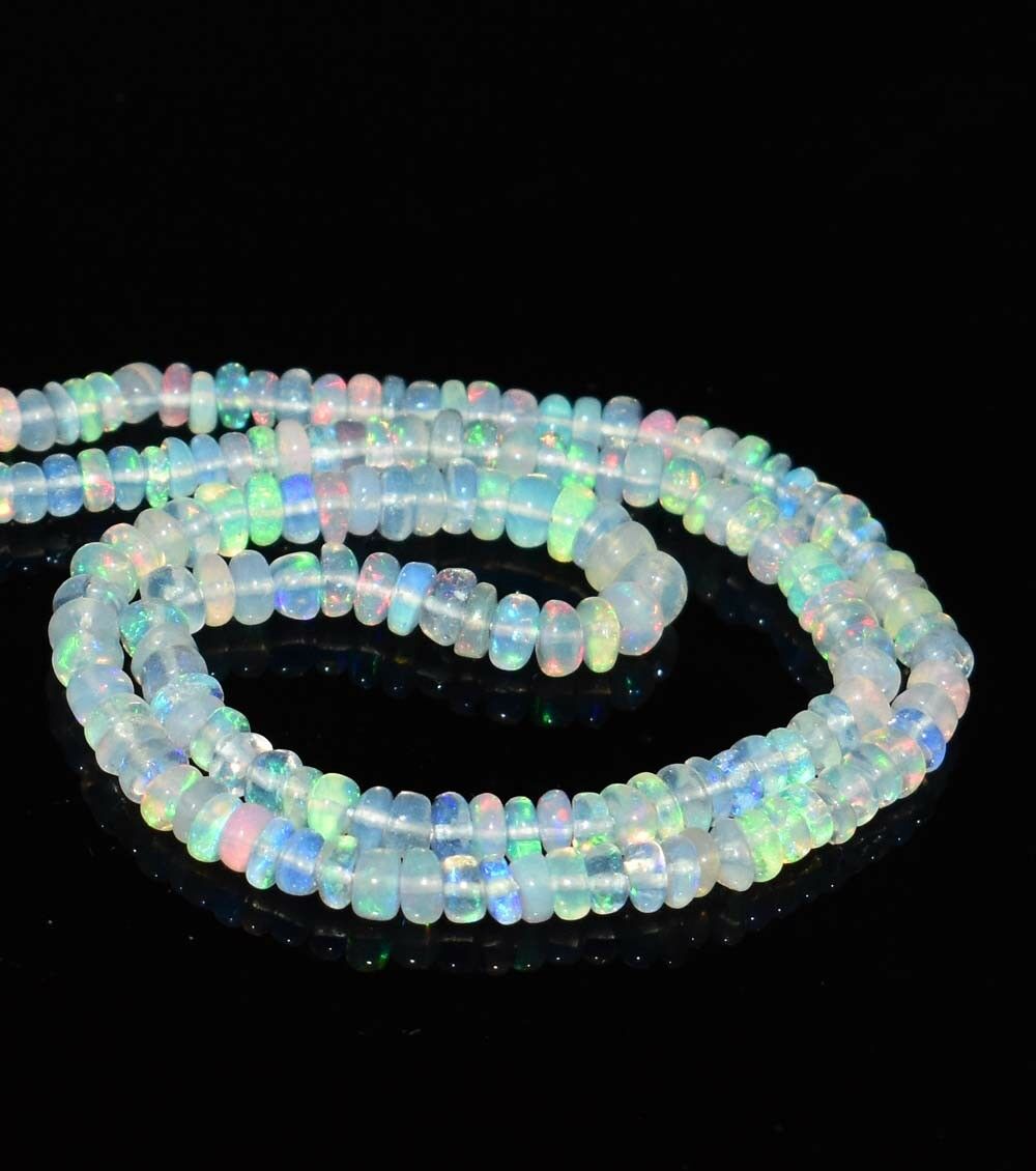 3-4 Mm Natural Ethiopian Welo Fire Opal Rondelle Beads 3" 1 Strand Opal Aa15